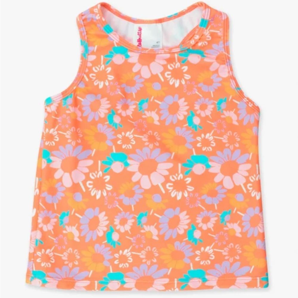 RUFFLEBUTTS Active Tank Top-CORAL FLORAL, Girls size 8, NWT